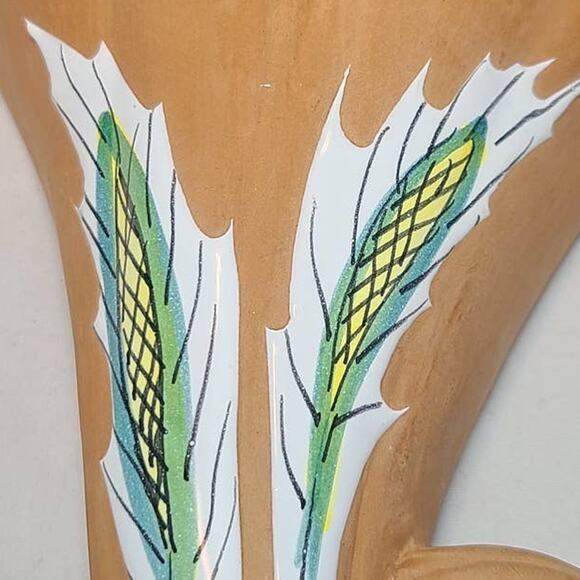 Rustic Vintage Wall Pocket Vase-Cornucopia with Wheat Motif, Perfect Home Accent - Picture 3 of 6